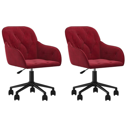 Sillas De Comedor Giratorias 2 Unidades Terciopelo Rojo Tinto