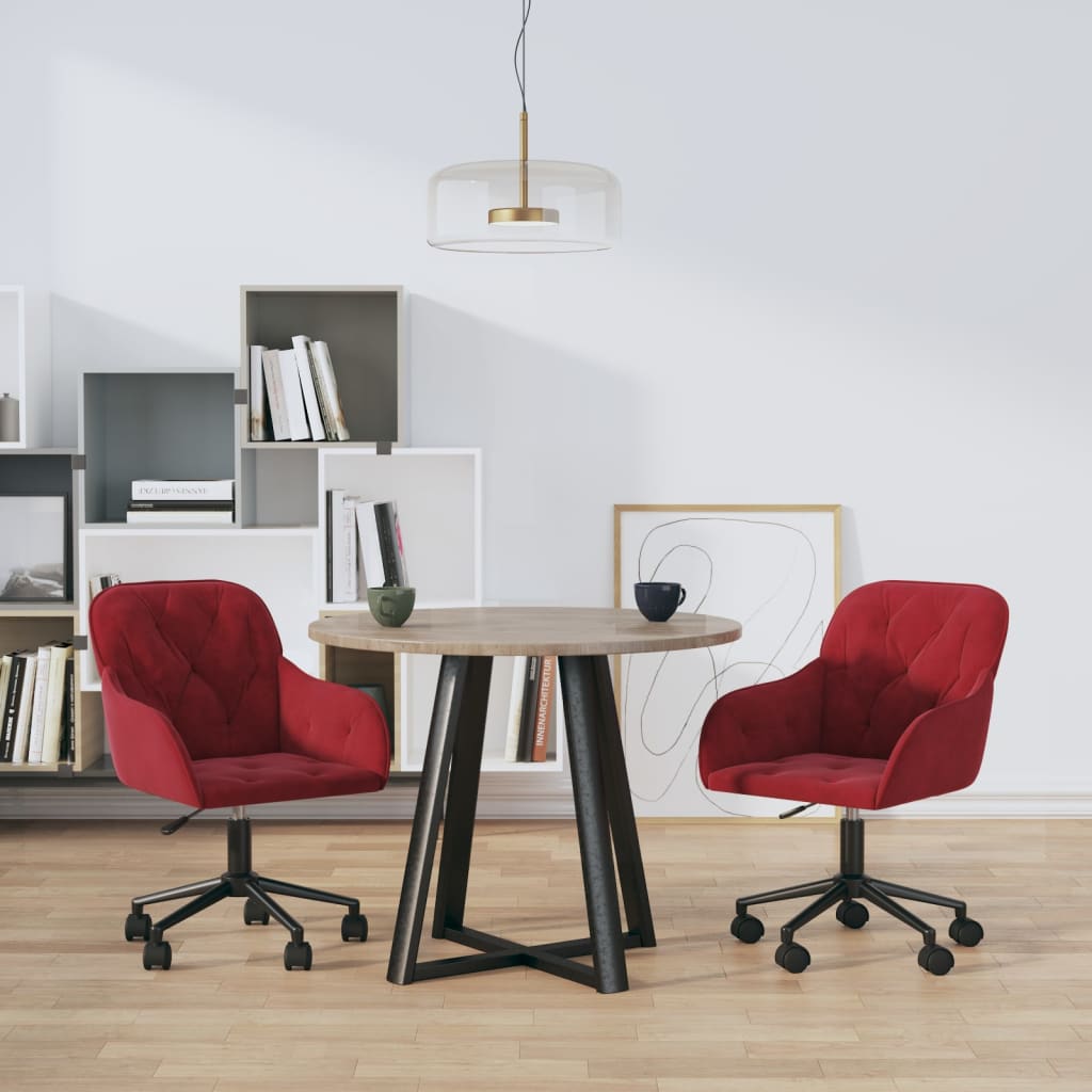 Sillas De Comedor Giratorias 2 Unidades Terciopelo Rojo Tinto