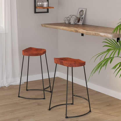 Taburetes De Barra 2 Uds Madera Maciza Mango