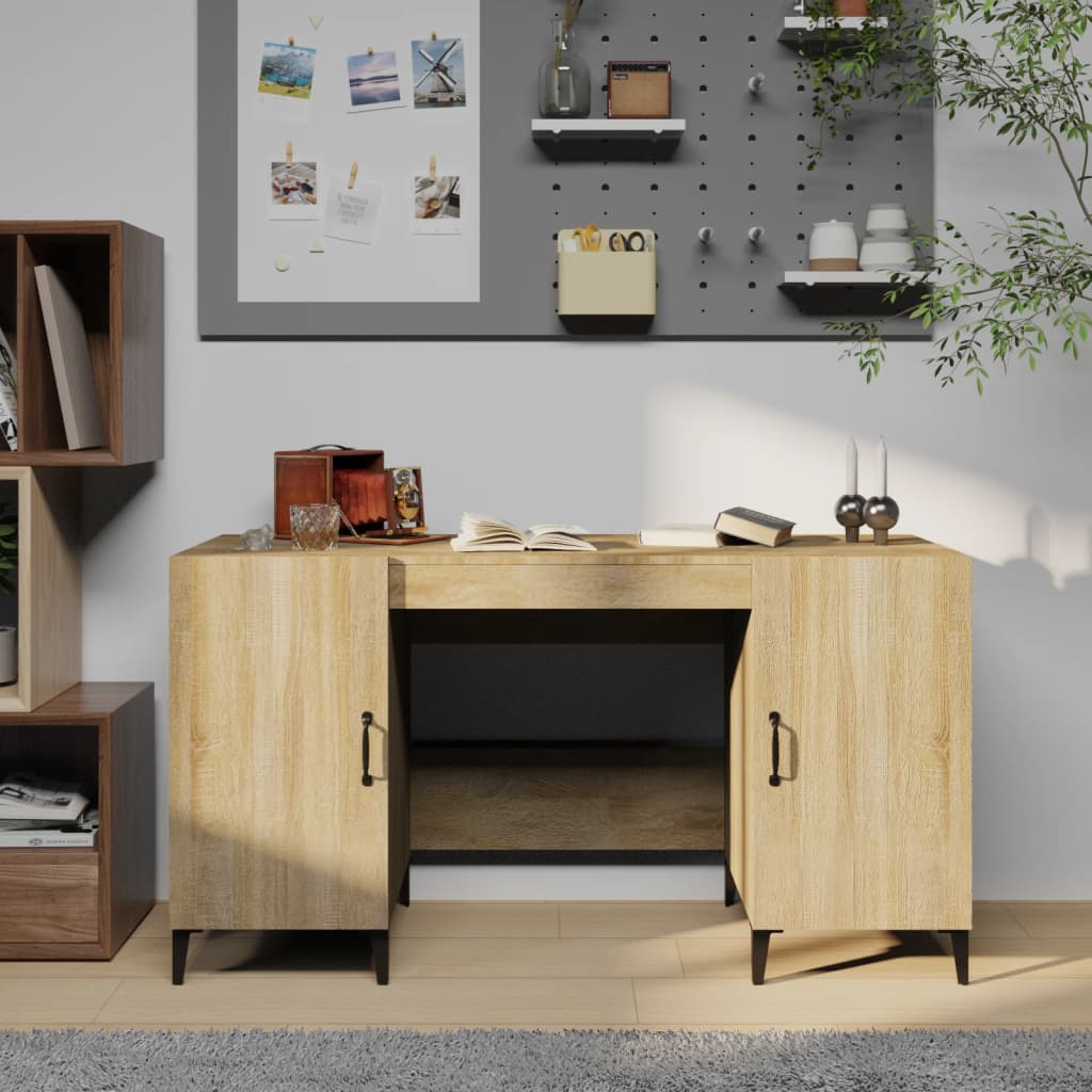 Escritorio Roble Artesanal Madera De Ingeniería
