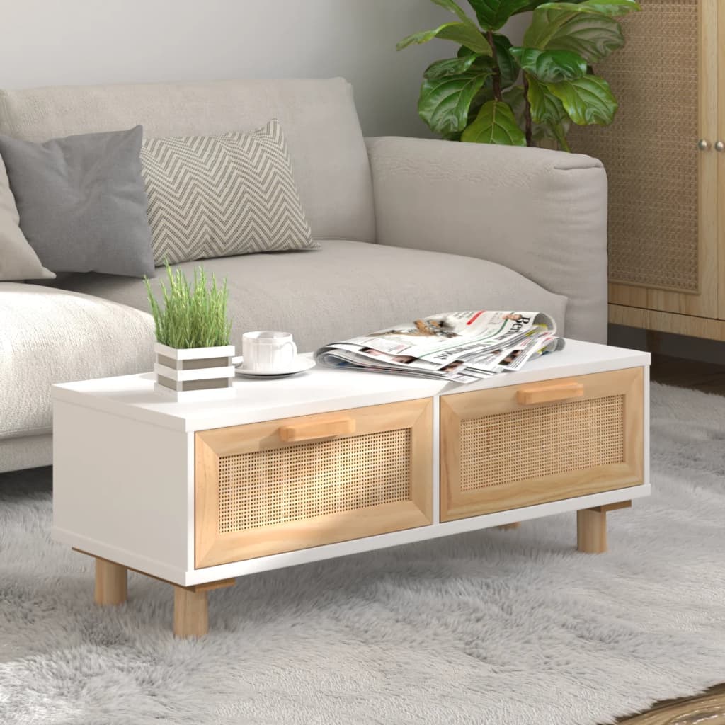 Mesa De Centro Madera Contrachapada Y De Pino 80X40X30 Cm
