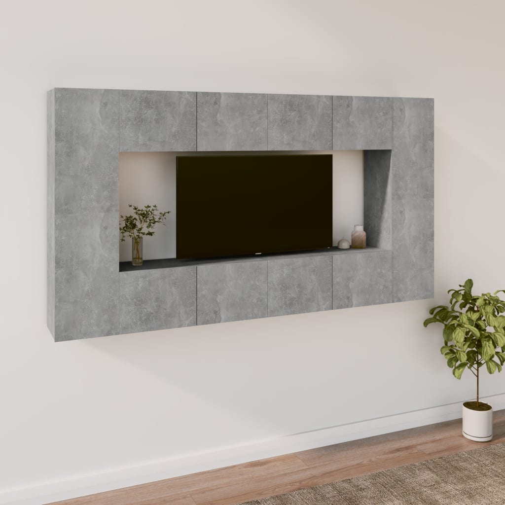 Conjunto De Mueble De Tv 8 Pcs Madera Contrachapada