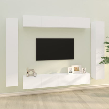 Conjunto De Mueble De Tv 8 Pcs Madera Contrachapada