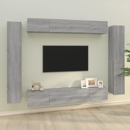 Conjunto De Mueble De Tv 8 Pcs Madera Contrachapada