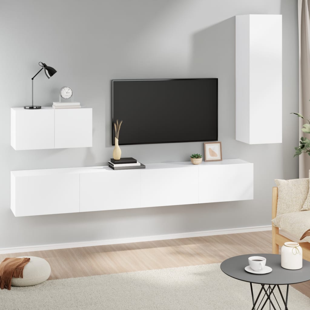 Mueble De Tv De Pared Montaje En La Pared 4 Pcs Roble Artesanal