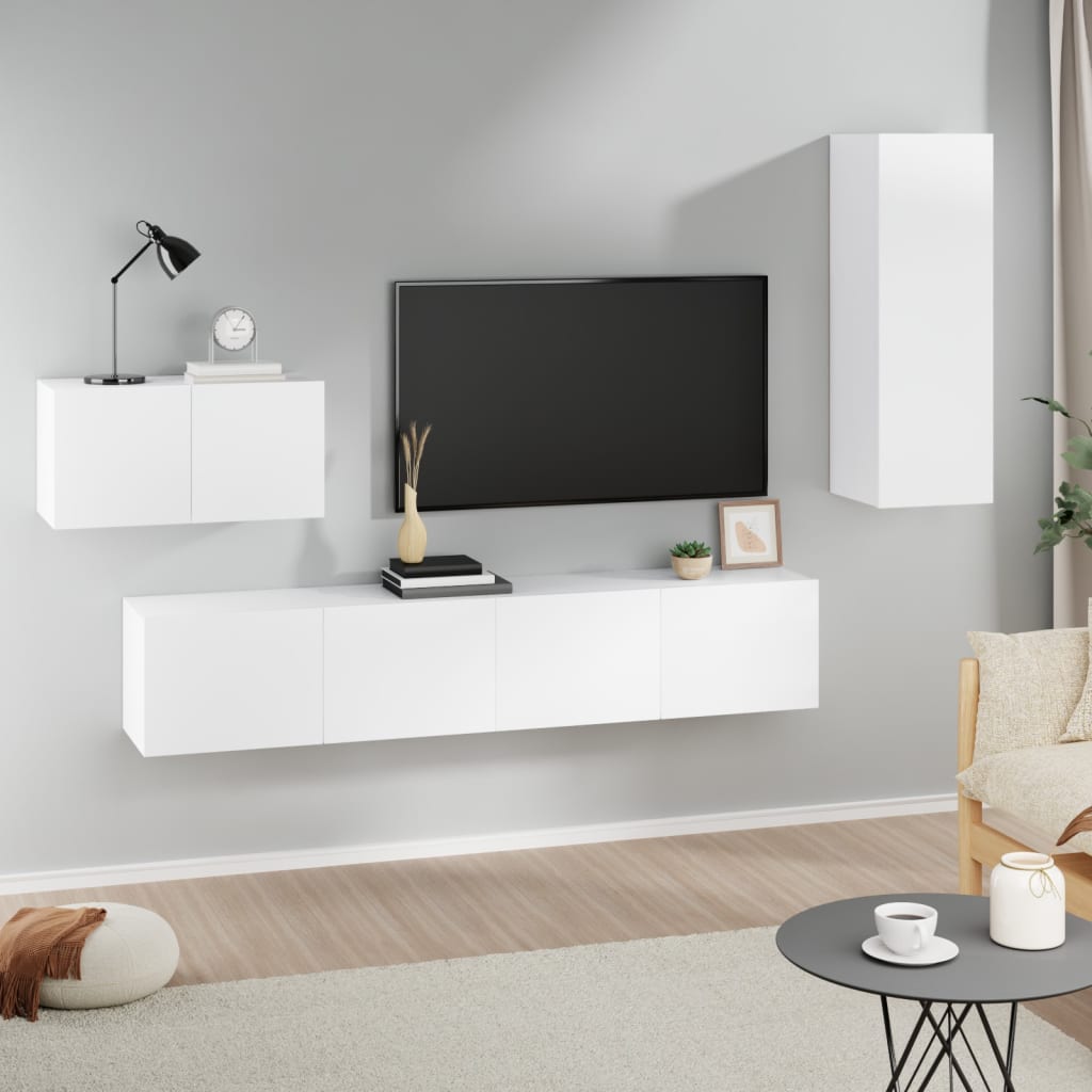 Mueble De Tv De Pared Montaje En La Pared 4 Pcs Roble Artesanal