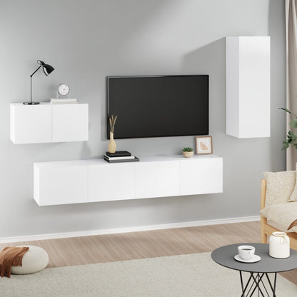 Mueble De Tv De Pared Montaje En La Pared 4 Pcs Roble Artesanal