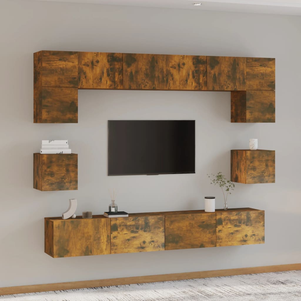 Conjunto De Mueble De Tv 8 Pcs Roble Artesanal