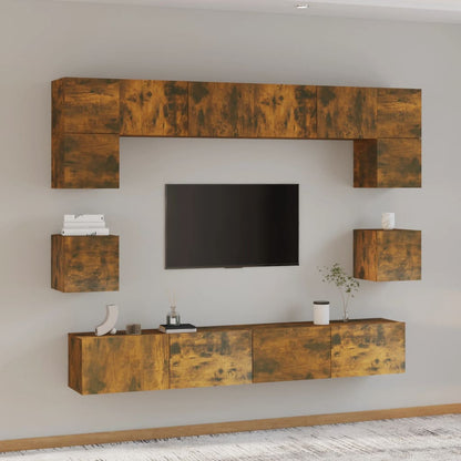 Conjunto De Mueble De Tv 8 Pcs Roble Artesanal