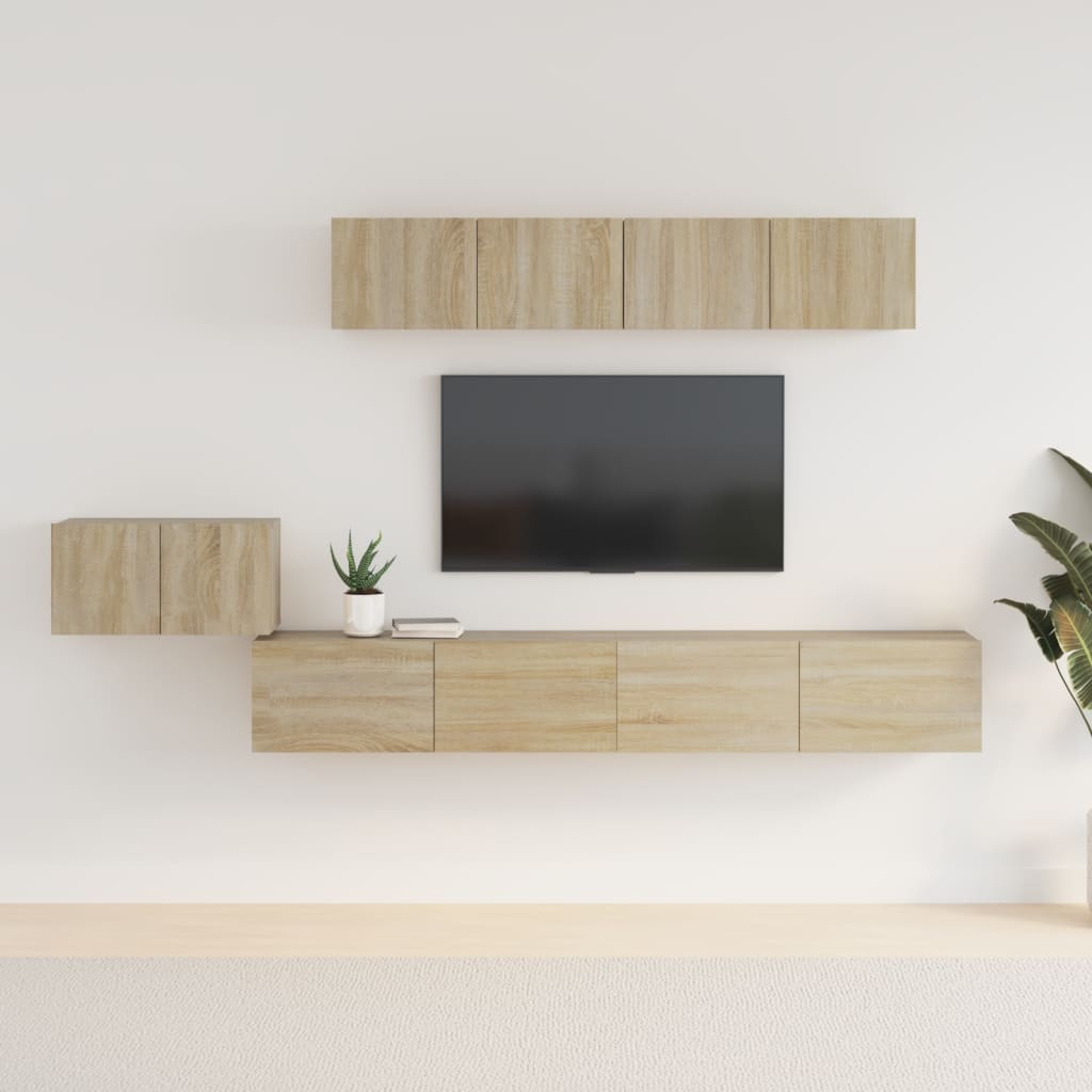 Conjunto De Mueble De Tv Montaje En La Pared 5 Pcs