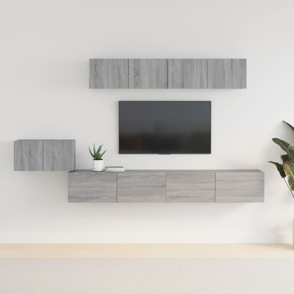 Conjunto De Mueble De Tv Montaje En La Pared 5 Pcs