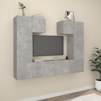 Conjunto De Mueble De Tv 6 Pcs Madera Contrachapada