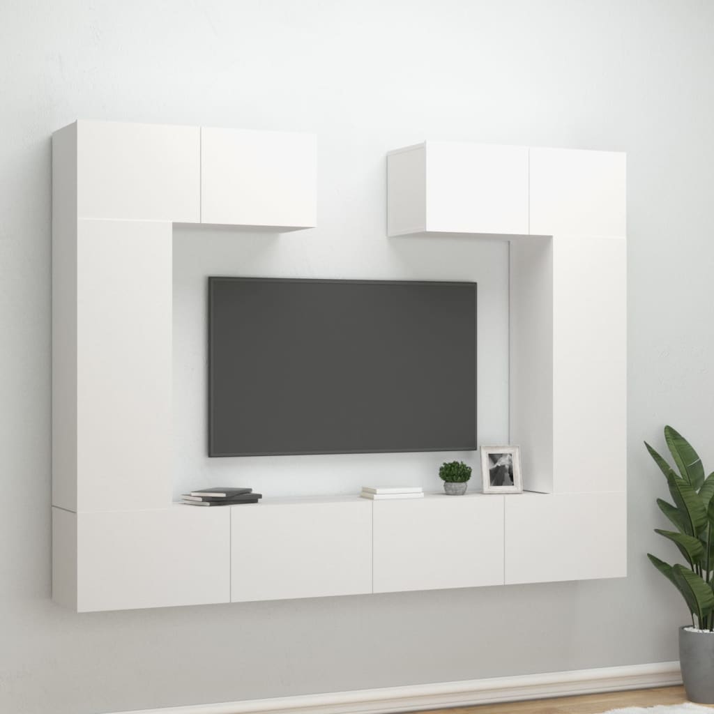 Conjunto De Mueble De Tv 6 Pcs Madera Contrachapada