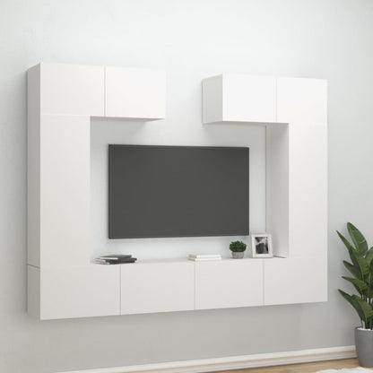 Conjunto De Mueble De Tv 6 Pcs Madera Contrachapada