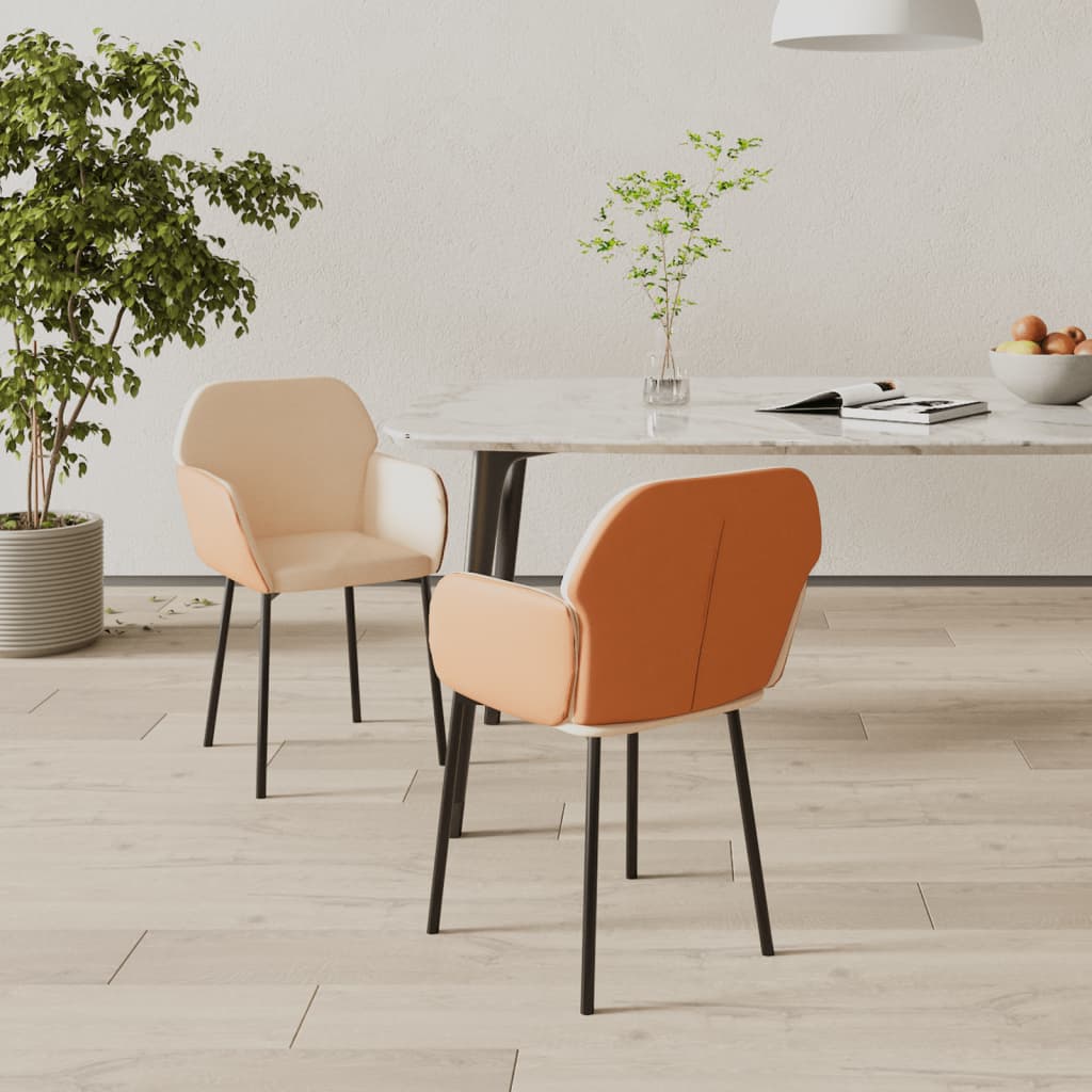 Sillas De Comedor 2 Unidades Cuero Sintético Y Tela