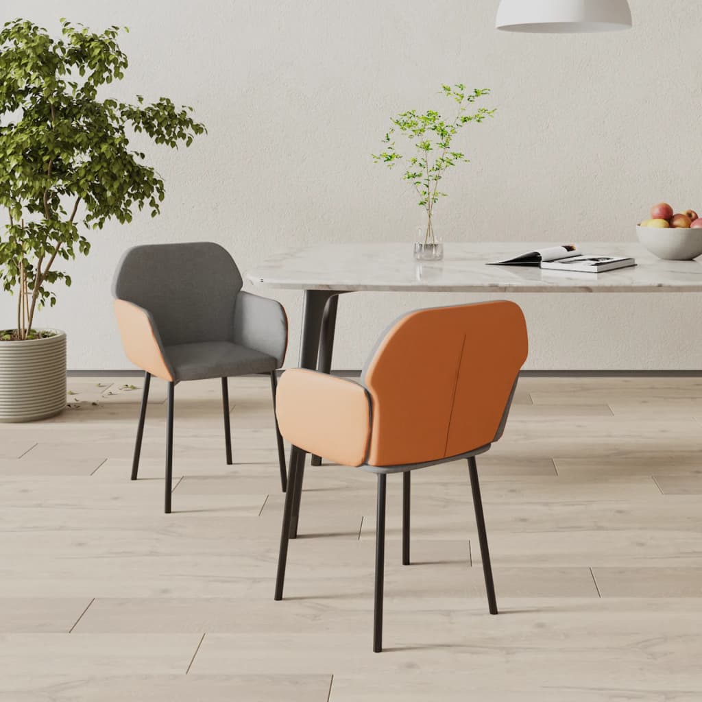 Sillas De Comedor 2 Unidades Cuero Sintético Y Tela