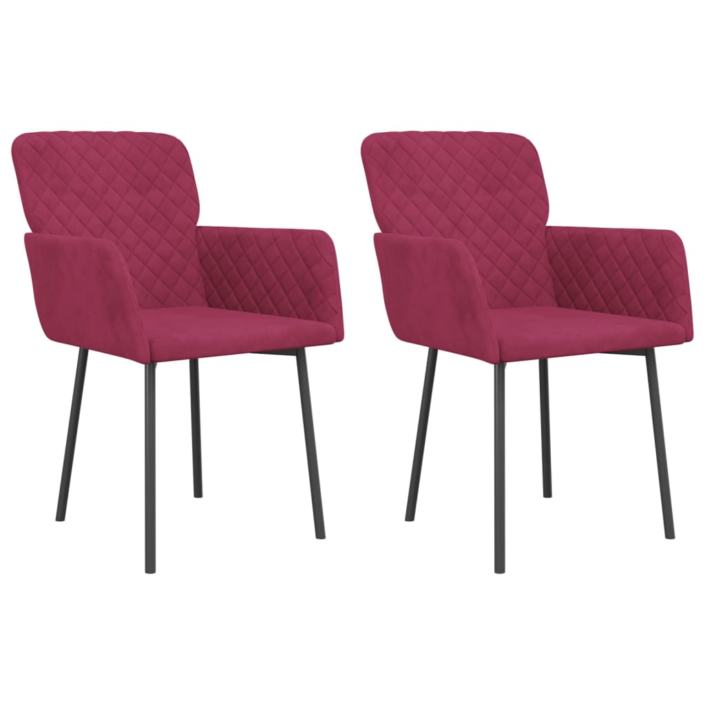 Sillas De Comedor 2 Unidades Terciopelo Rojo Tinto