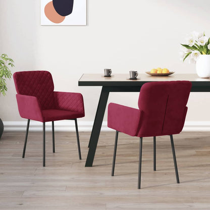 Sillas De Comedor 2 Unidades Terciopelo Rojo Tinto