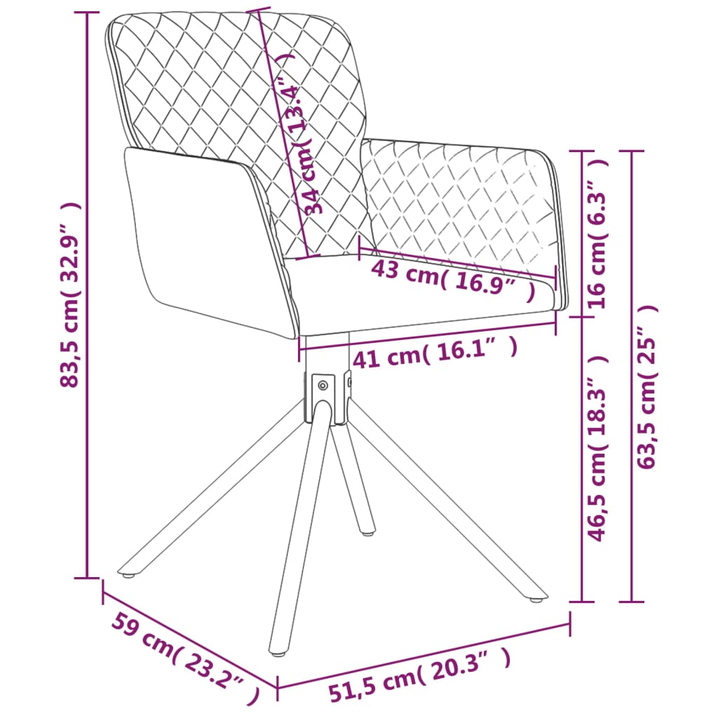 Sillas De Comedor Giratorias 2 Uds Terciopelo