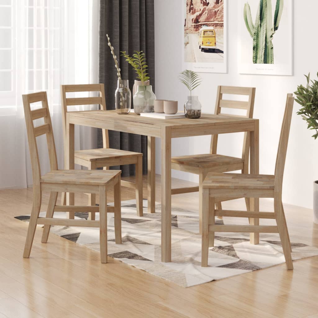 Set De Comedor 7 Piezas Madera Maciza De Acacia
