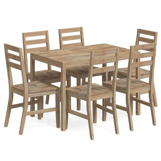 Set De Comedor 7 Piezas Madera Maciza De Acacia