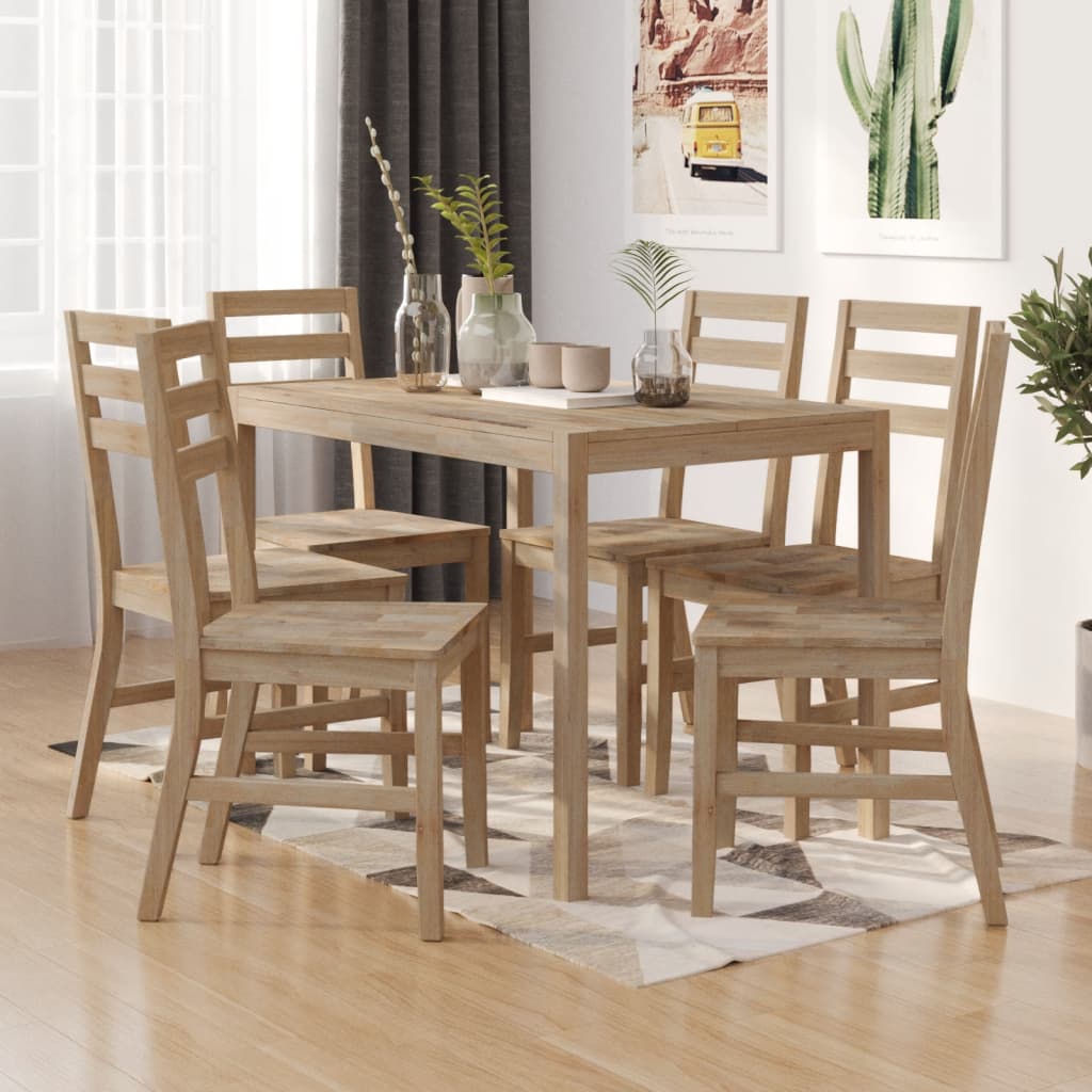 Set De Comedor 7 Piezas Madera Maciza De Acacia
