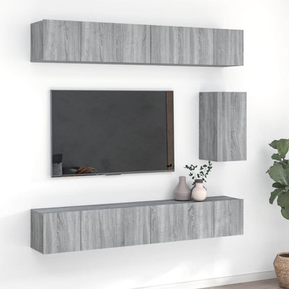 Conjunto De Mueble De Tv 7 Pcs Madera De Ingeniería
