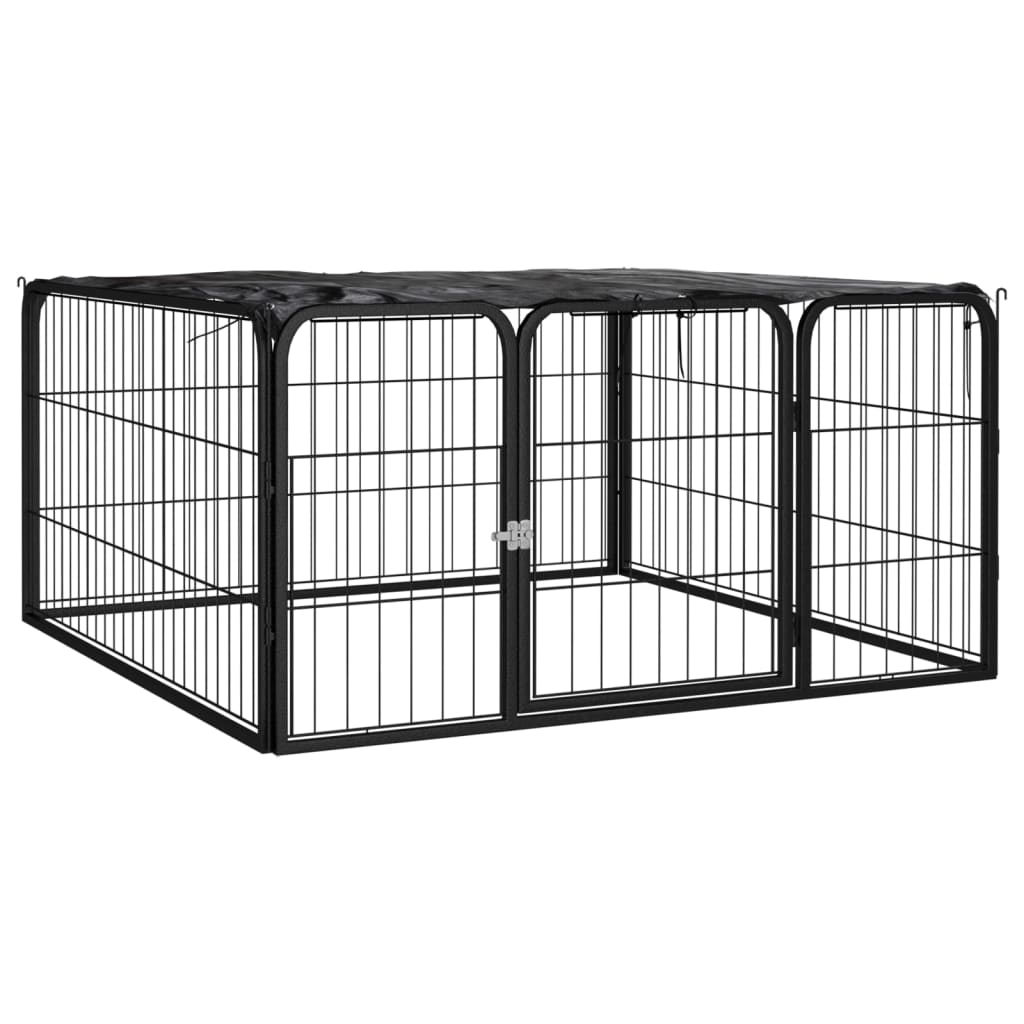Jaula Perros 12 Paneles Acero Recubierto Polvo Negro 100X50 Cm
