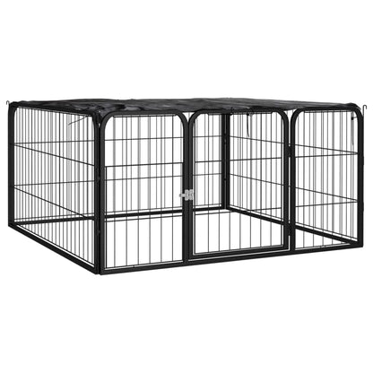 Jaula Perros 12 Paneles Acero Recubierto Polvo Negro 100X50 Cm
