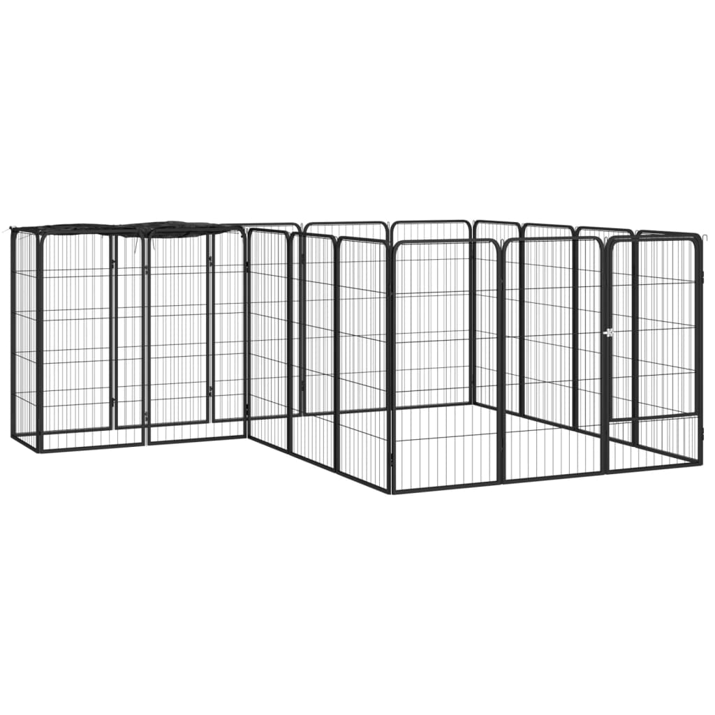 Jaula Perros 10 Paneles Acero Recubierto Polvo Negro 50X100Cm
