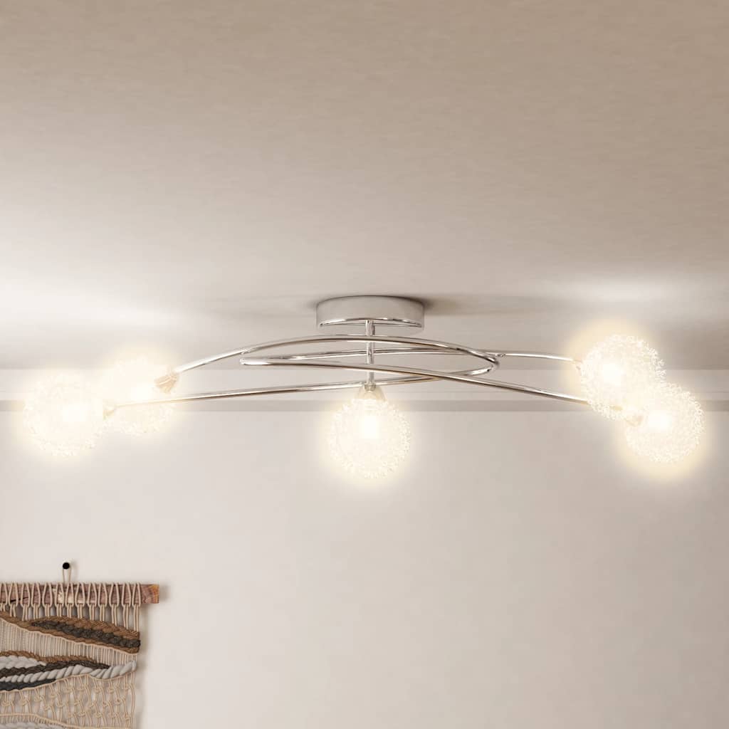 Lámpara De Techo Con Pantallas De Alambre 5 Bombillas Led G9