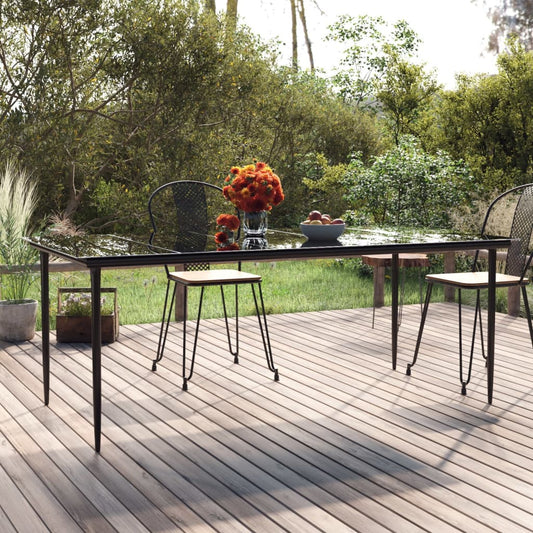 Mesa Comedor Jardín Acero Y Vidrio Templado Negro 200X100X74 Cm