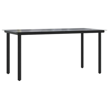 Mesa Comedor Jardín Acero Y Vidrio Templado Negro