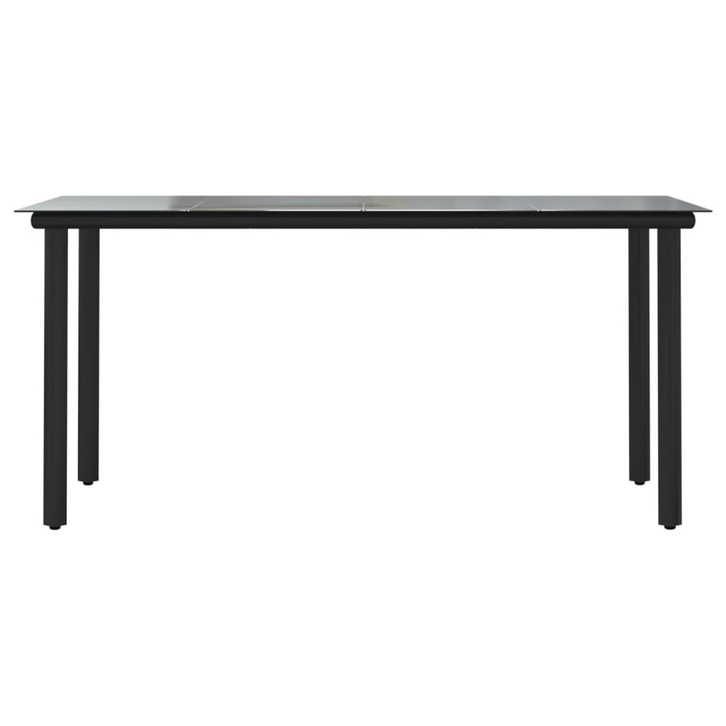 Mesa Comedor Jardín Acero Y Vidrio Templado Negro