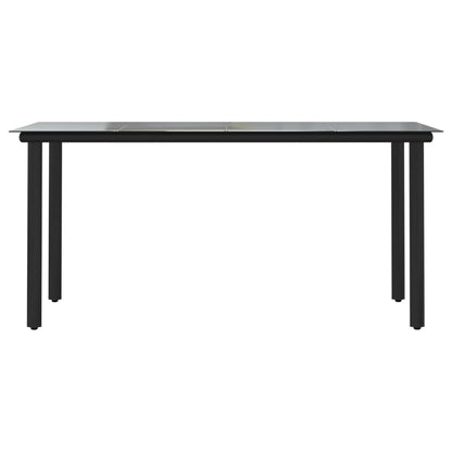 Mesa Comedor Jardín Acero Y Vidrio Templado Negro