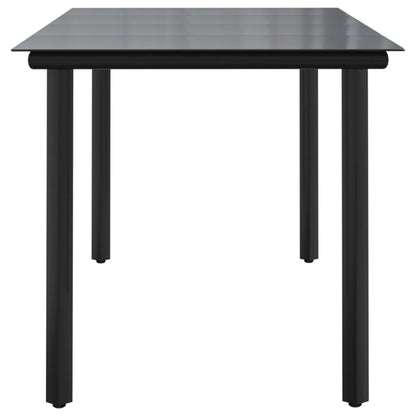 Mesa Comedor Jardín Acero Y Vidrio Templado Negro
