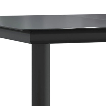 Mesa Comedor Jardín Acero Y Vidrio Templado Negro