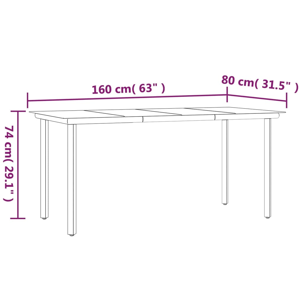 Mesa Comedor Jardín Acero Y Vidrio Templado Negro