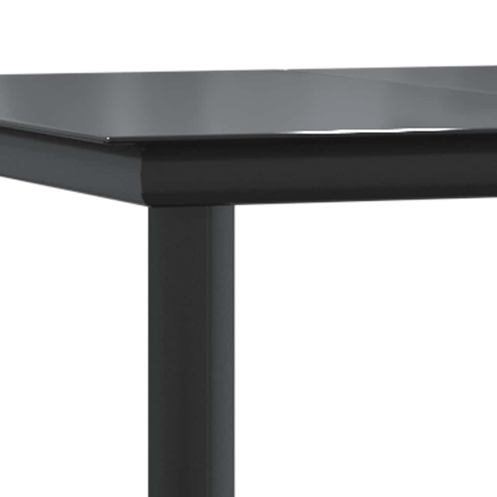 Mesa Comedor Jardín Acero Y Vidrio Templado Negro