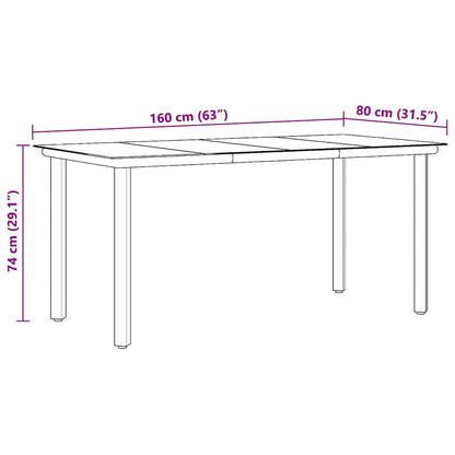 Mesa Comedor Jardín Acero Y Vidrio Templado Negro