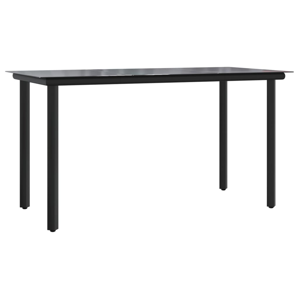 Mesa Comedor Jardín Acero Y Vidrio Templado Negro 200X100X74 Cm