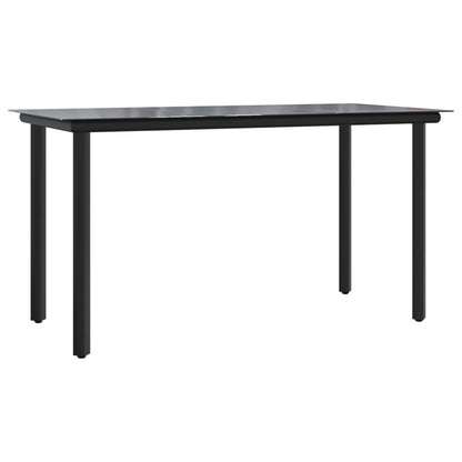Mesa Comedor Jardín Acero Y Vidrio Templado Negro 200X100X74 Cm