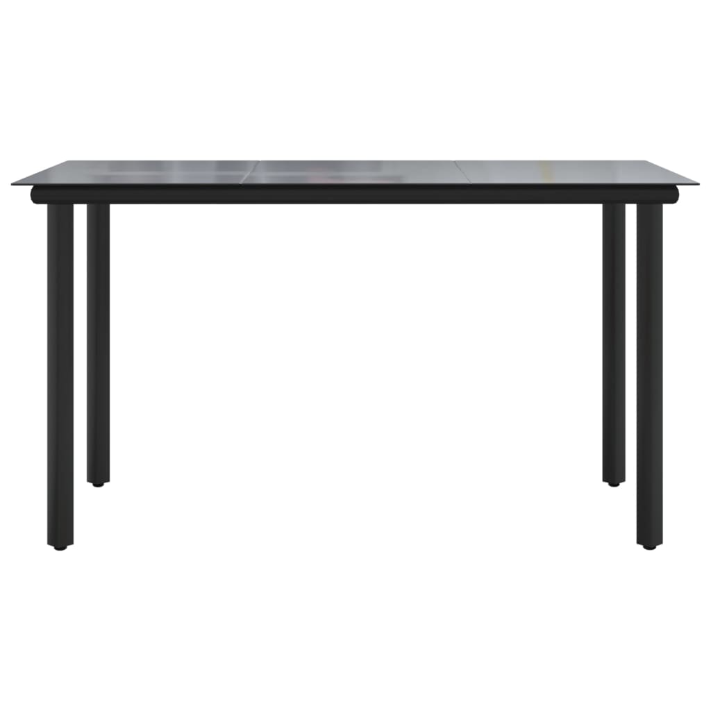 Mesa Comedor Jardín Acero Y Vidrio Templado Negro 200X100X74 Cm