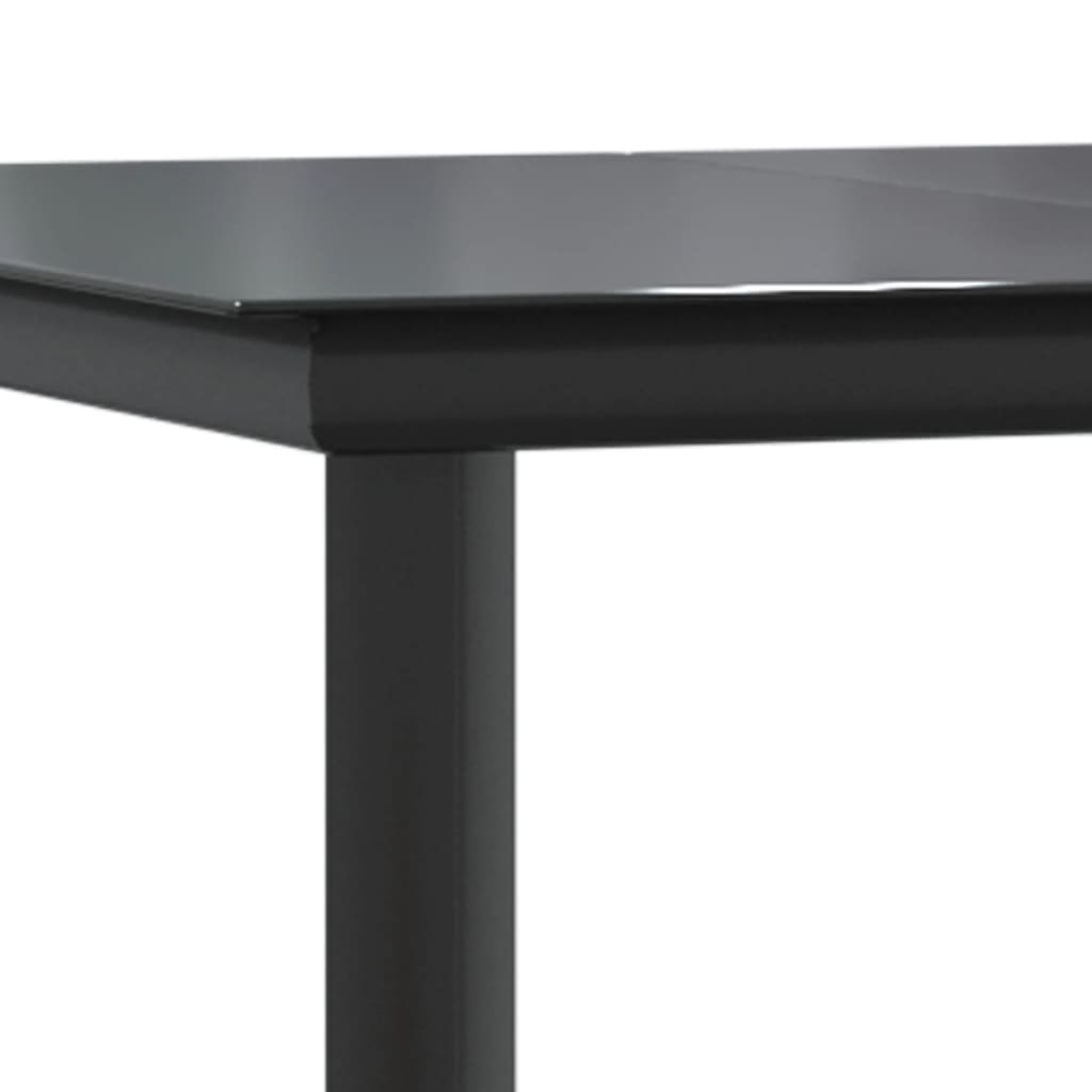 Mesa Comedor Jardín Acero Y Vidrio Templado Negro 200X100X74 Cm