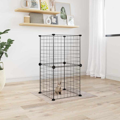 Jaula Para Mascotas De 12 Paneles Puerta Acero Negro 35X35Cm