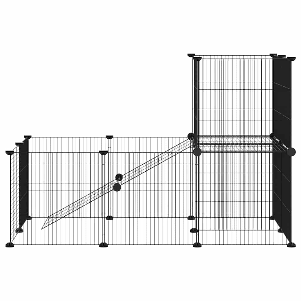 Jaula Para Mascotas De 20 Paneles Puerta Acero Negro 35X35 Cm