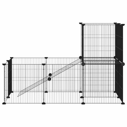 Jaula Para Mascotas De 20 Paneles Puerta Acero Negro 35X35 Cm