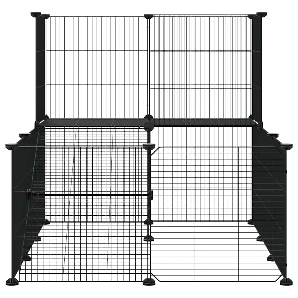 Jaula Para Mascotas De 20 Paneles Puerta Acero Negro 35X35 Cm