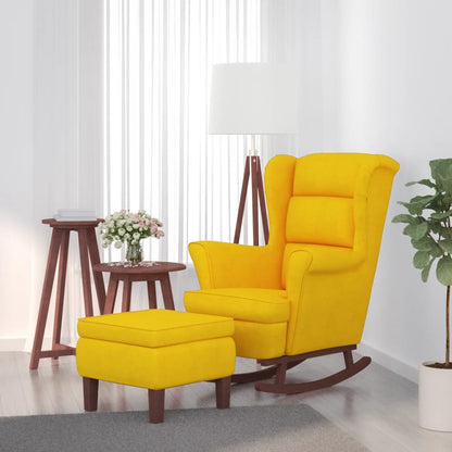 Mecedora Con Respaldo Alto De Terciopelo Y Madera Maciza