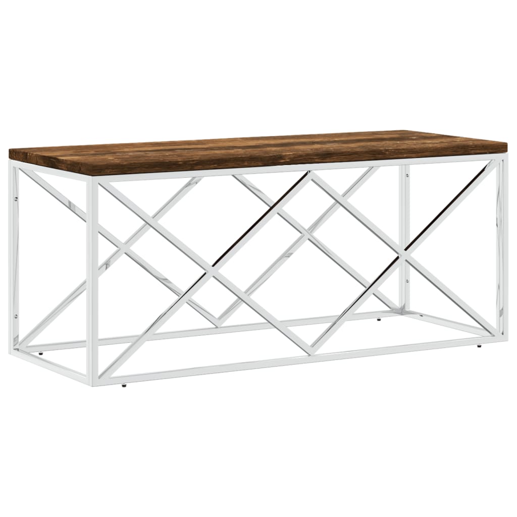 Mesa De Centro Acero Inoxidable Y Maciza Reciclada